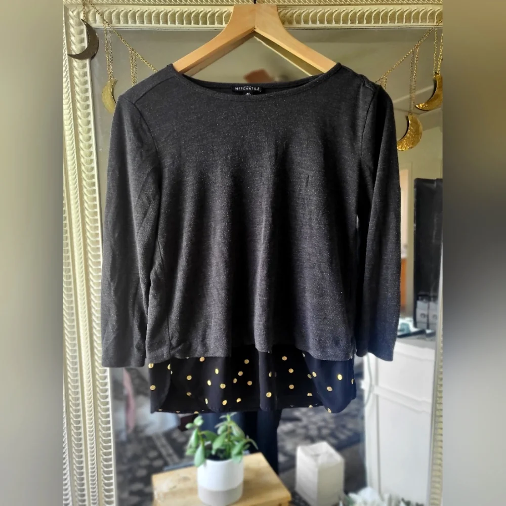 J. Crew Double Layer Top w. Metallic Dots, XS